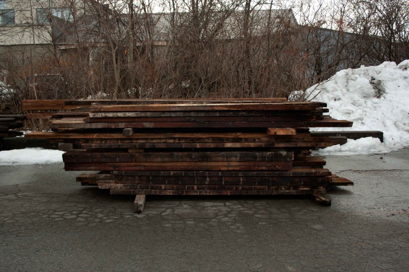 reclaimed heart pine wood floor joists from the quincy masonic temple