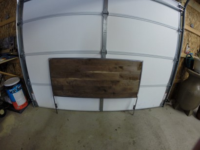 reclaimed repurposed antique salvaged walnut flooring used for a bedroom headboard by longleaf lumber