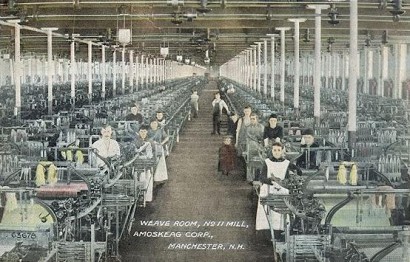 weave room at the amoskeag manufacturing company's mill number 11 in manchester new hampshire