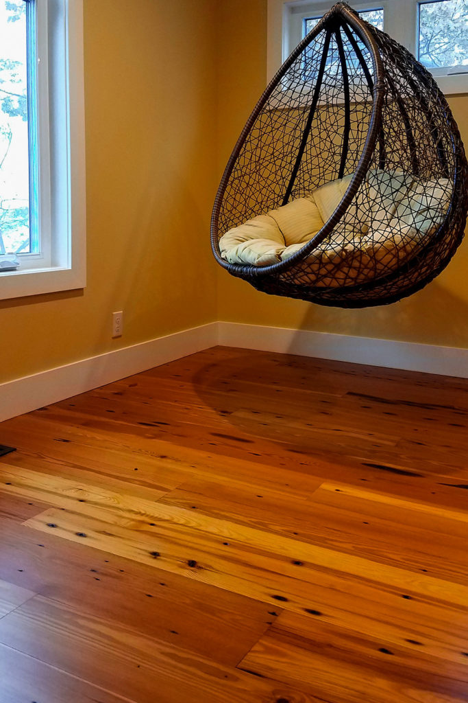 Reclaimed Naily Buckshot Heart Pine Flooring - Tung Oil Finish