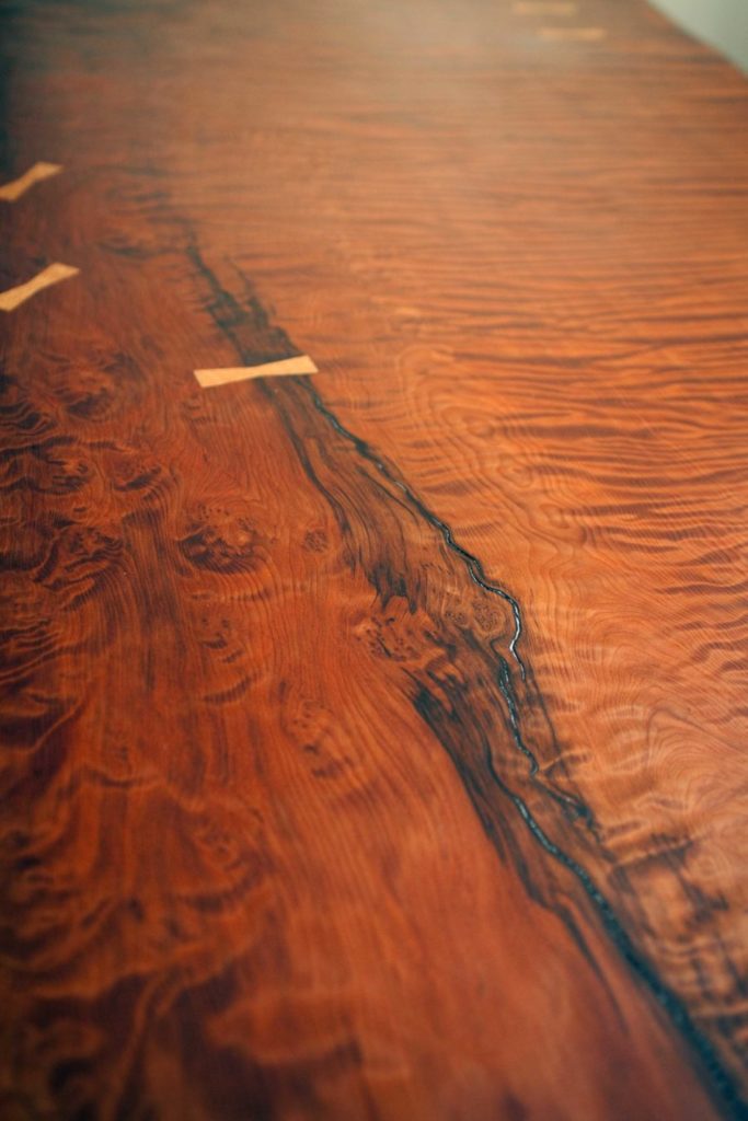Salvaged Redwood Slab Table ~ Cambridge, Massachusetts Private Residence