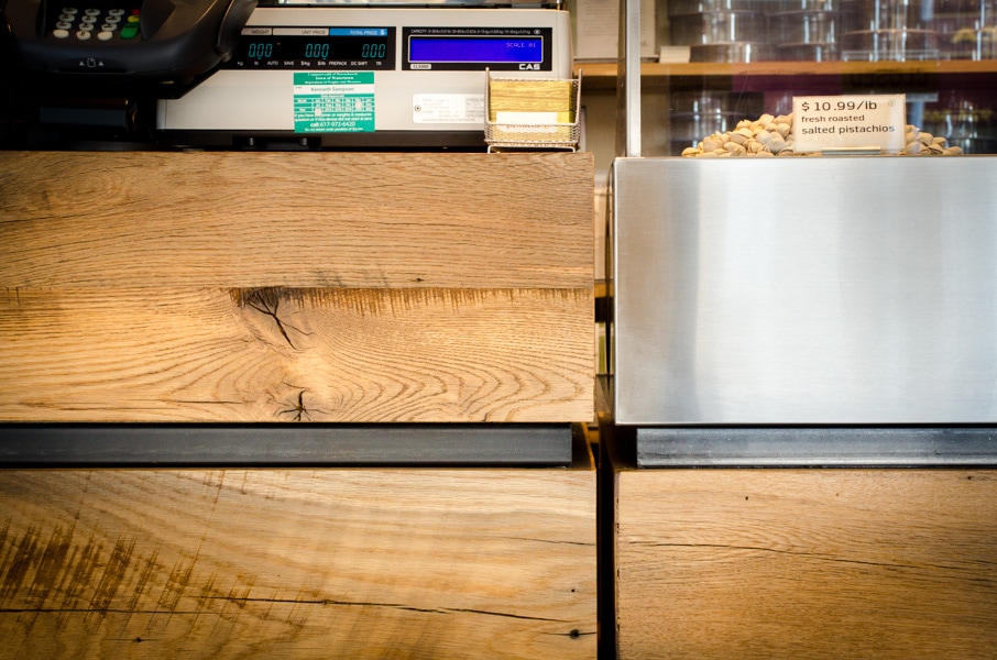 Reclaimed Skip-Planed White Oak Paneling ~ Fastachi, Watertown, Massachusetts Reclaimed Skip-Planed White Oak Paneling ~ Fastachi, Watertown, Massachusetts