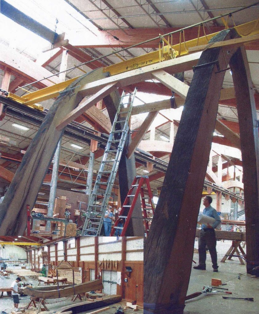 Reclaimed southern Live Oak timber frame pieces custom milled for a Colorado private residence.