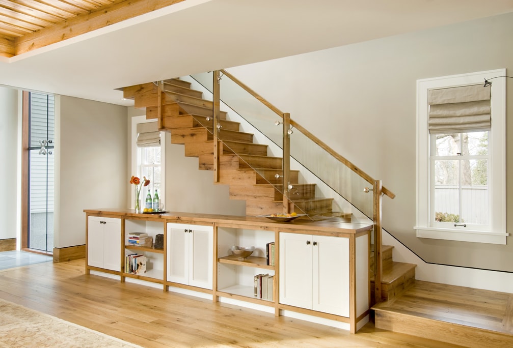 Reclaimed white oak stair treads and custom milling for a private residence. Reclaimed white oak stair treads and custom milling for a private residence.