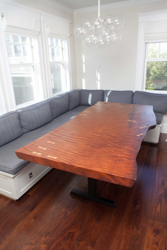 Salvaged Redwood Slab Table ~ Cambridge, Massachusetts Private Residence