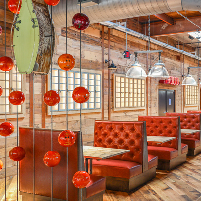 Restaurant Wire-Brushed Mixed Softwoods Paneling