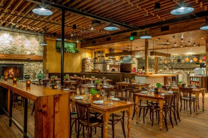 Capo Restaurant in South Boston Open Kitchen & Reclaimed Wood Tables