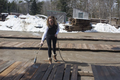 Charring Reclaimed Hemlock Wood
