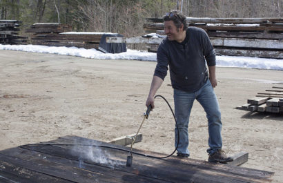Charring Reclaimed Hemlock Wood
