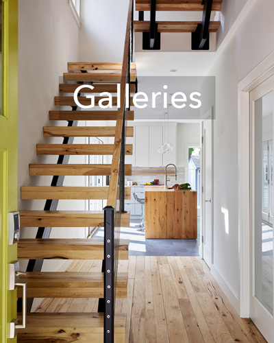 Reclaimed Wood Oak Counter and Hickory Flooring & Treads