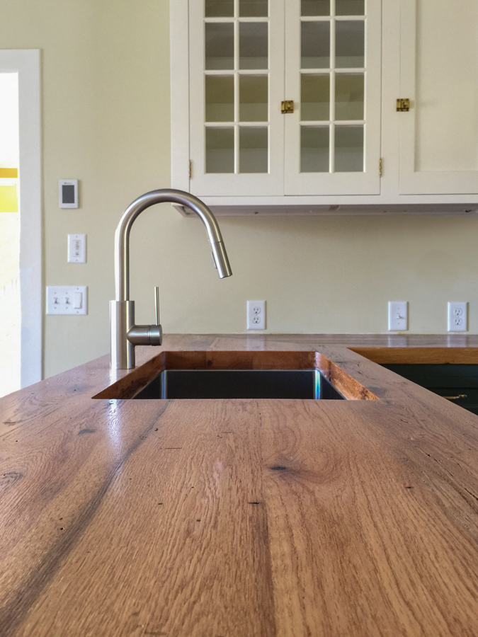 Reclaimed Red Oak Counter in Private Home Reclaimed Red Oak Counter in Private Home