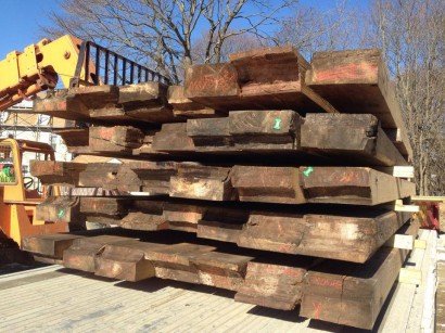 Longleaf Lumber Reclaimed Heart Pine Beams Arrive On-Site