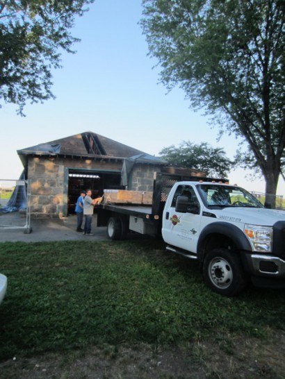 Longleaf Lumber Delivers Donated Rafters to Magazine Beach Powder House