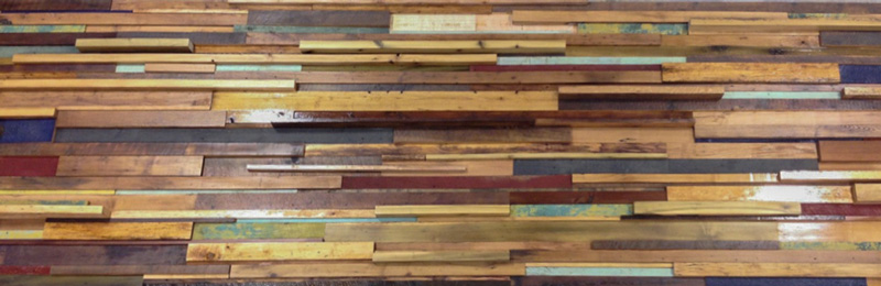 Mixed Reclaimed Woods Wall Paneling Under Construction at the Mill in Maine Mixed Reclaimed Woods Wall Paneling Under Construction at the Mill in Maine