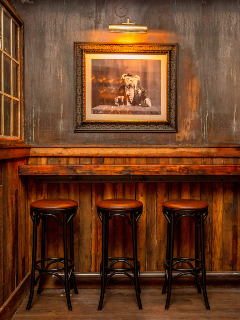Reclaimed Wood Paneling and Drink Rail, Elm Street Taproom, Somerville, MA