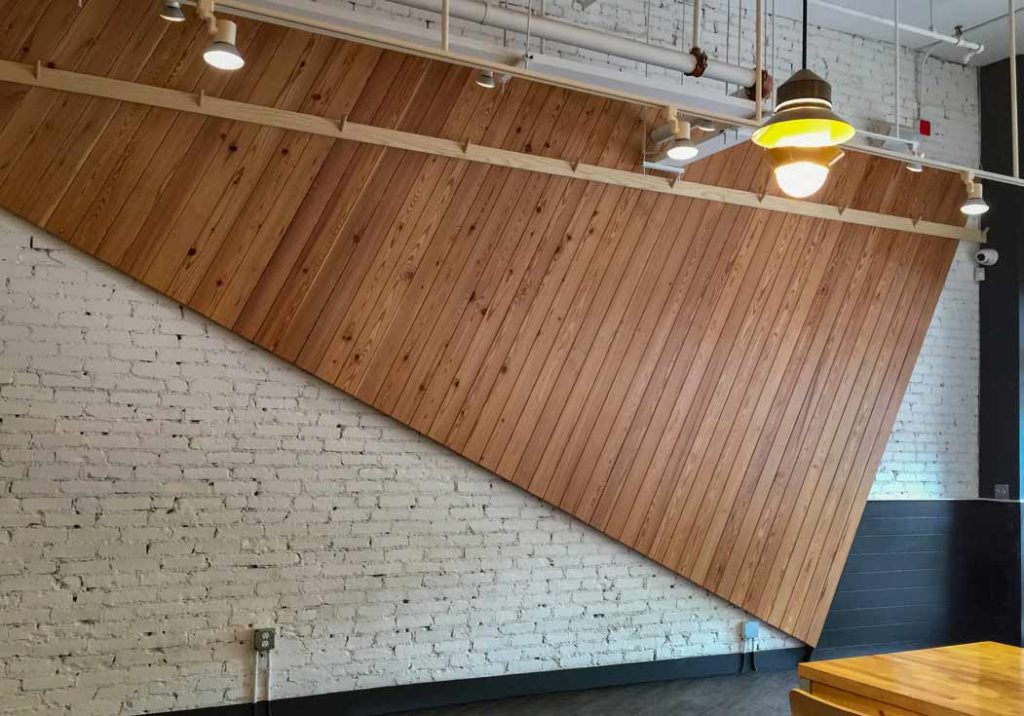 paneling-restaurant-wall-reclaimed-wood Reclaimed Heart Pine Restaurant Wall Paneling