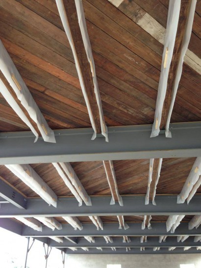 Reclaimed Heart Pine Beams & Decking at 2 East Bacon