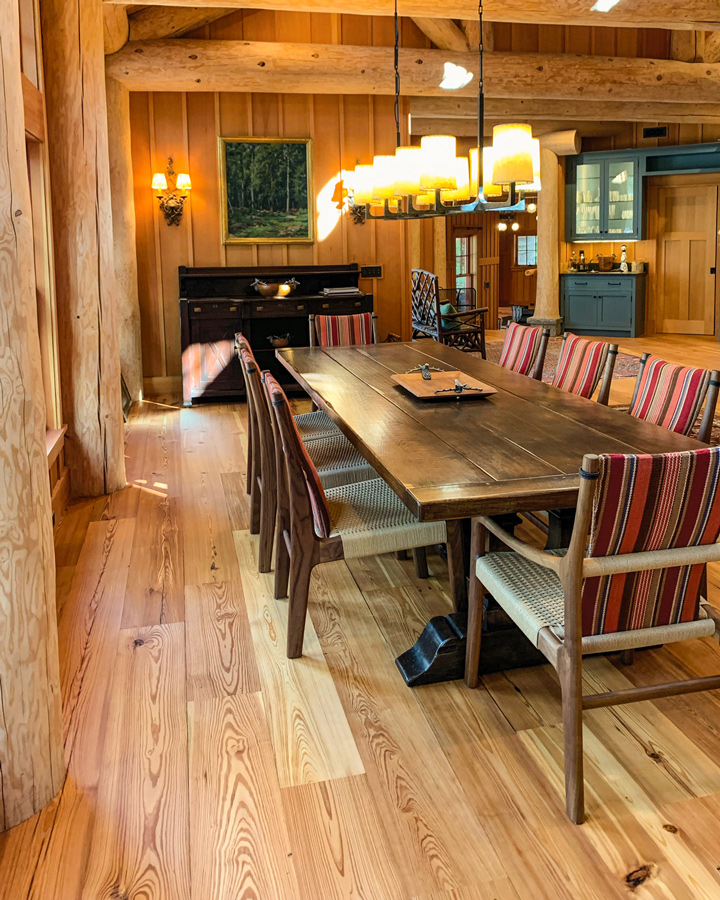 Reclaimed Wide Heart Pine Flooring In Private Home Reclaimed Wide Heart Pine Flooring In Private Home