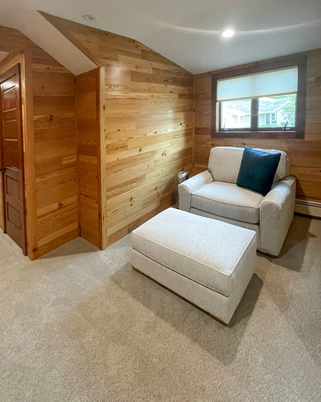 Reclaimed Heart Pine Paneling in Private Home Reclaimed Heart Pine Paneling in Private Home