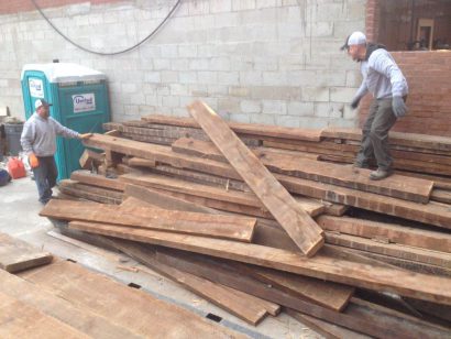 reclaimed heart pine joists 474 beacon street