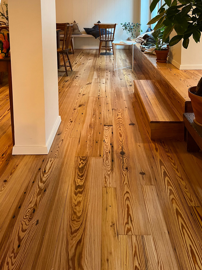 Reclaimed Heart Pine Flooring - Oily Grade Reclaimed Heart Pine Flooring - Oily Grade