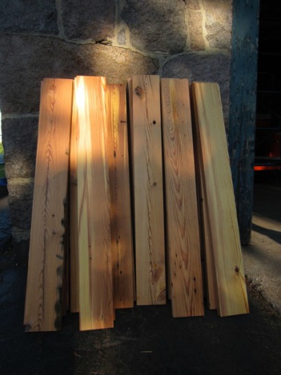 Donated Heart Pine Rafters for Magazine Beach Powder House