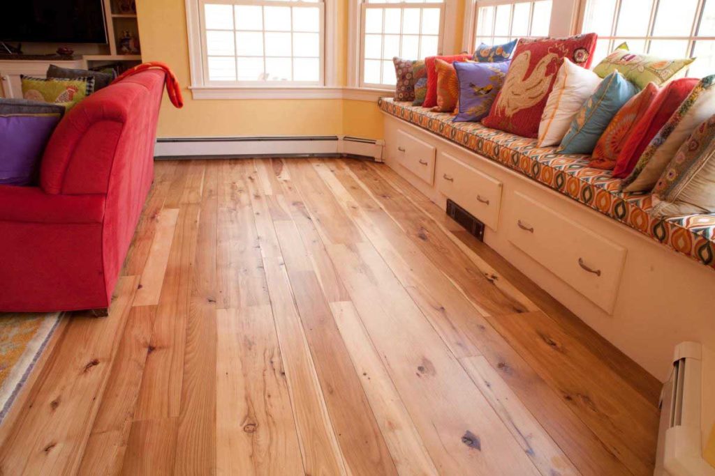 Reclaimed Hickory Wood Flooring ~ Weston, Massachusetts Private Residence