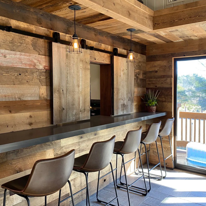 Reclaimed Wire-Brushed Mixed Softwoods Paneling at Resort