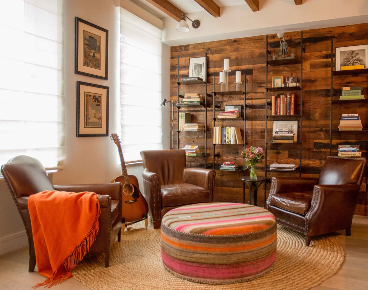 Reclaimed Skip-Planed Oak Paneling in Private Brooklyn Residence Reclaimed Skip-Planed Oak Paneling in Private Brooklyn Residence