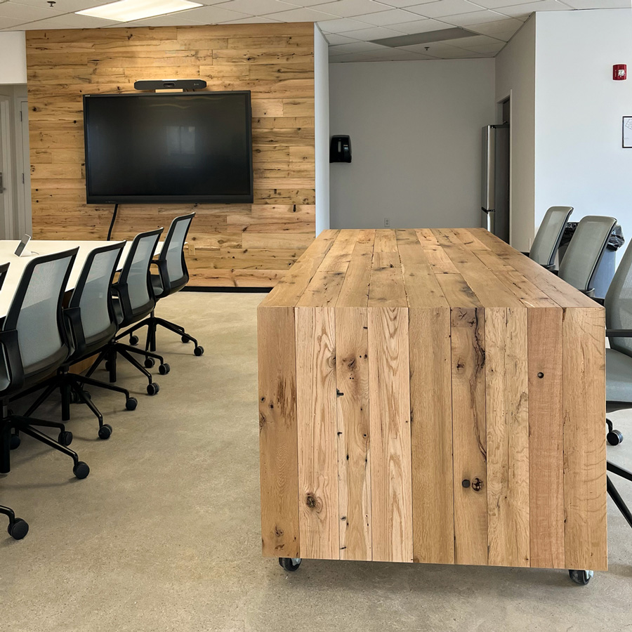 Reclaimed Rustic Oak Waterfall Desk and Paneling Reclaimed Rustic Oak Waterfall Desk and Paneling