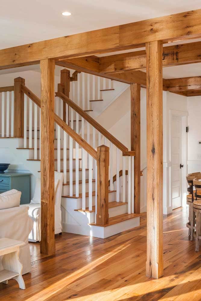 Reclaimed Red & White Oak Flooring, Stairs, and Beam Wraps Reclaimed Red & White Oak Flooring, Stairs, and Beam Wraps