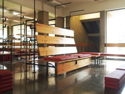Reclaimed White Wood Benches & Shelving Hampshire College