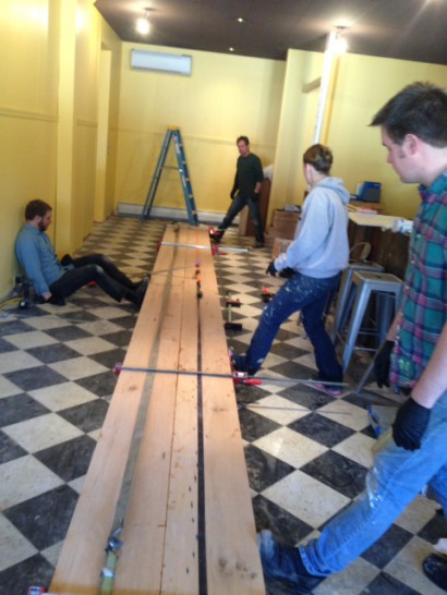 Reclaimed Wood Bar Top for Thistle Pig Restaurant by Longleaf Lumber