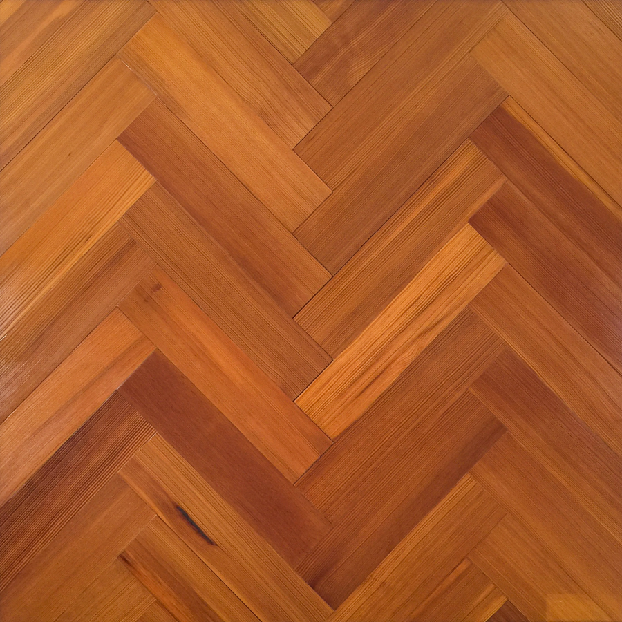 Clear Vertical Grain Reclaimed Heart Pine Herringbone Flooring