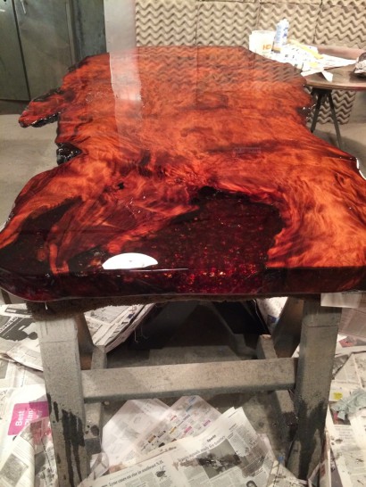 Redwood Slab Epoxy Pour