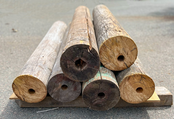 Salvaged Southern Yellow Pine Columns Cut To Shorter Lengths