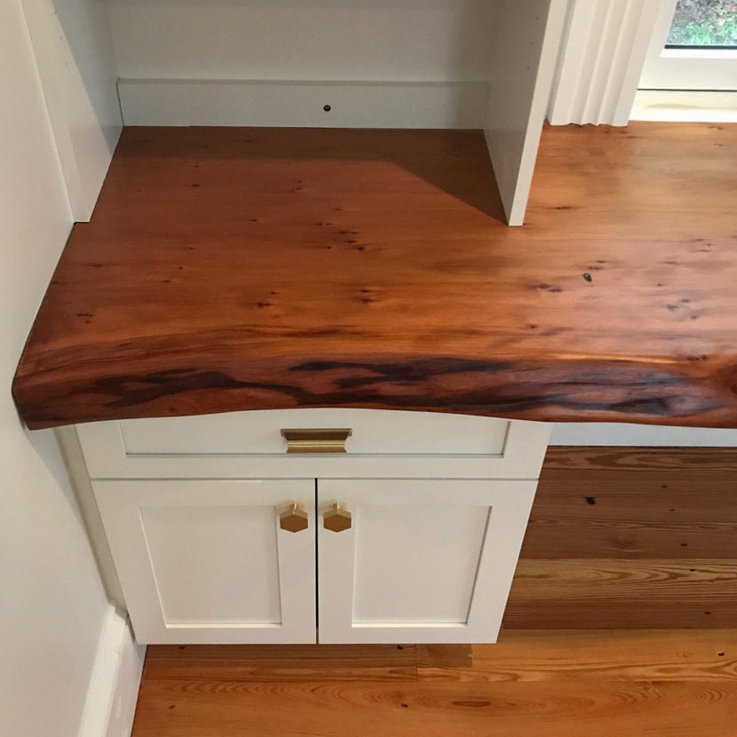 Salvaged Redwood Slab Desk In Private Home