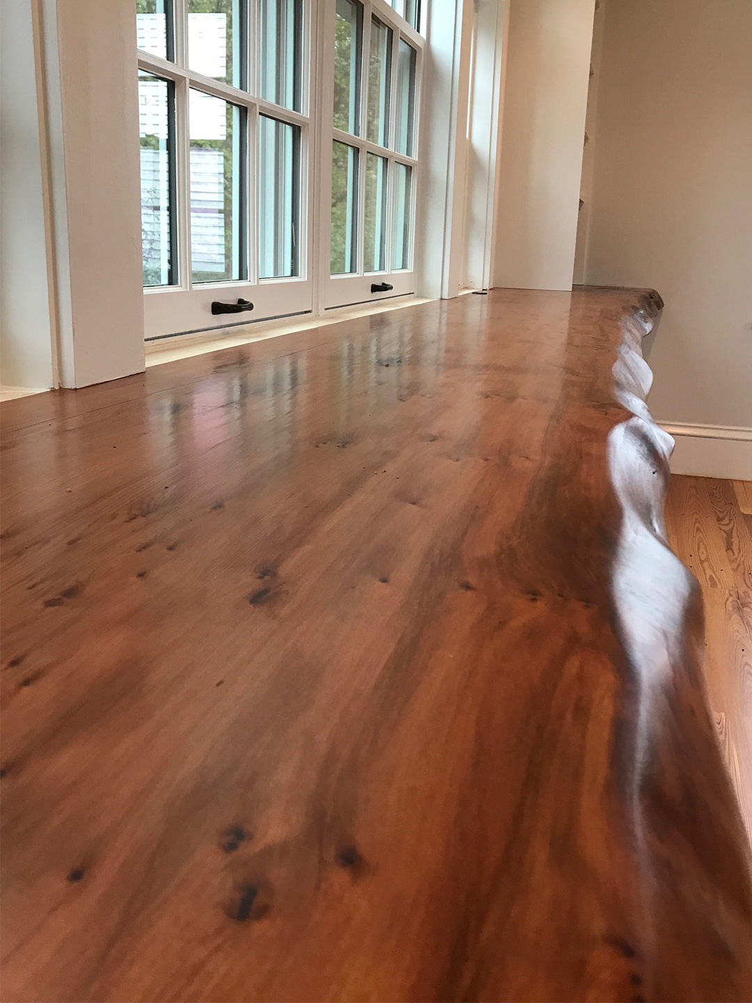 Salvaged Redwood Slab Desk in Home Office Salvaged Redwood Slab Desk in Home Office