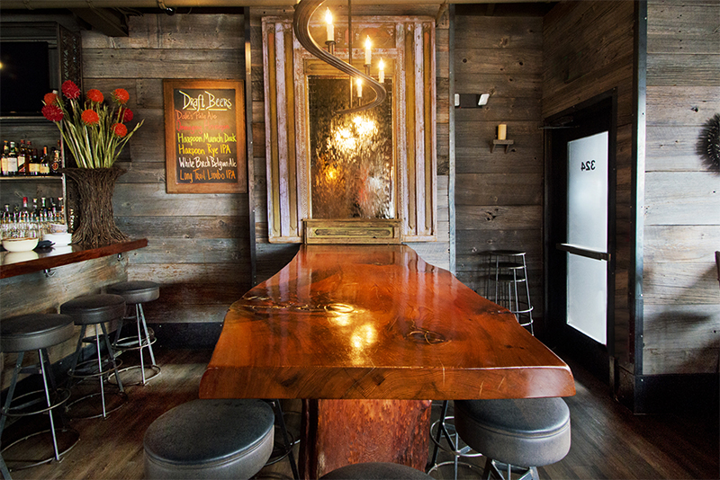 salvaged-redwood-table-blue-dragon-restaurant Salvaged Redwood Table and Barn Board Paneling in Blue Dragon Restaurant, Boston