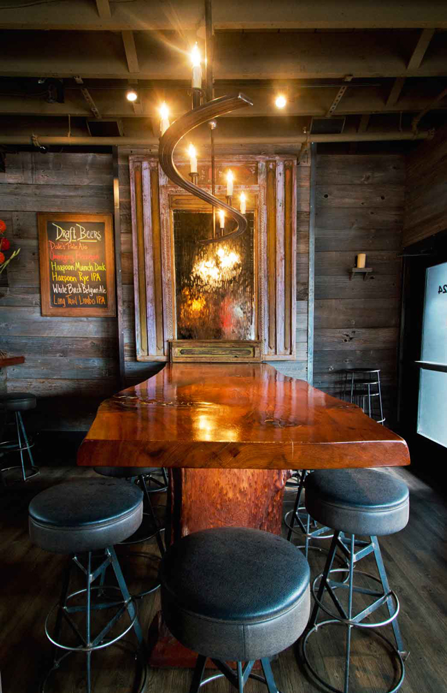 Salvaged Redwood Table in Cambridge, MA Restaurant Salvaged Redwood Table in Cambridge, MA Restaurant