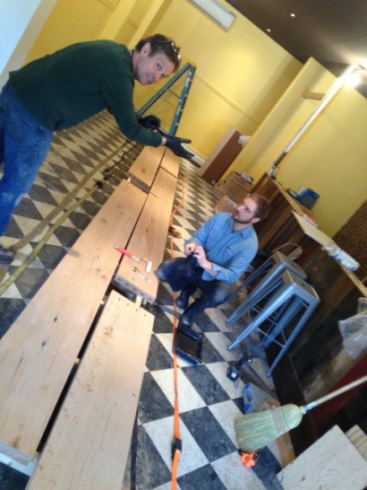 Reclaimed Wood Bar Top for Thistle Pig Restaurant by Longleaf Lumber