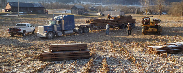 Salvaged barn lumber from a Pennsylvania barn