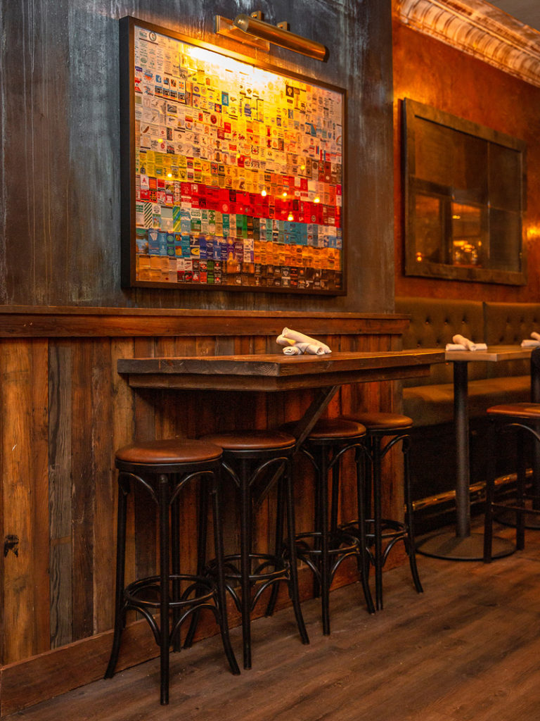 Reclaimed Wood Paneling and Drink Rail, Elm Street Taproom, Somerville, MA